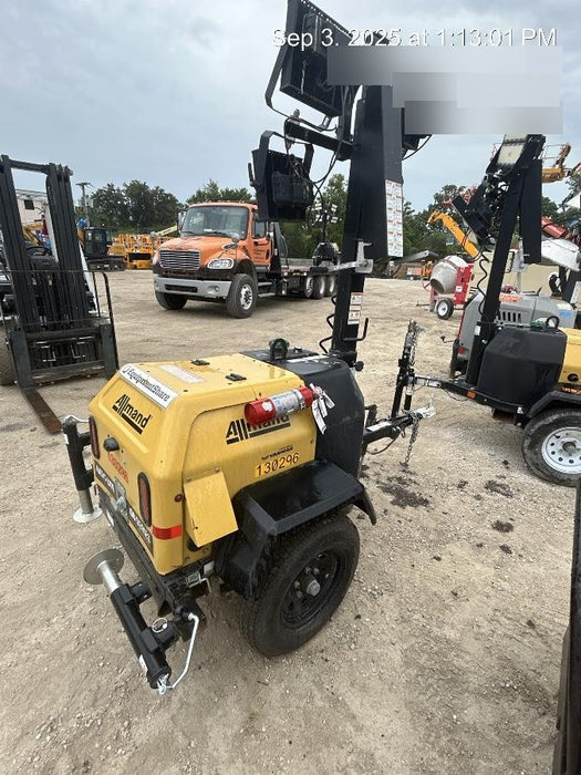 2021 Allmand NLV3GR (4) LED Light Fixture 350W, 23' Vertical Mast, 3kW Prime, Towable, Deep Sea L401, Leveling Jacks, Yanmar T4F 5.8hp