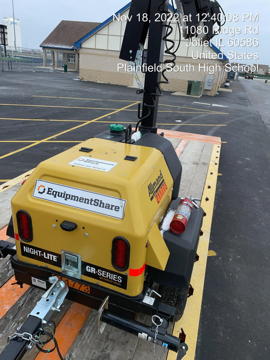 2022 Allmand NLV3GR (4) LED Light Fixture 350W, 23' Vertical Mast, 3kW Prime, Towable, Deep Sea L401, Leveling Jacks, Yanmar T4F 5.8hp