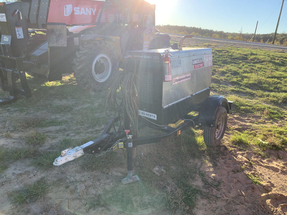 2019 Lincoln Electric Vantage 322 Welder Ready-Pak 3, Two wheel trailer, Fender and Light kit, Cable Rack