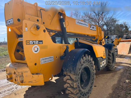 2019 JCB 512-56 Canopy, 109 HP, Solid Tires, STD Worklight, Beacon, Aux Hydraulics, Lifting Eye, Back up Alarm w/66" Carriage/60" Forks