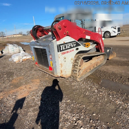 2019 Takeuchi TL12V2C Cab/Heat/Air w/Auxiliary Hydraulics, 2 Speed, Hydraulic QC 80" Tooth Bucket, 48" Pallet Forks