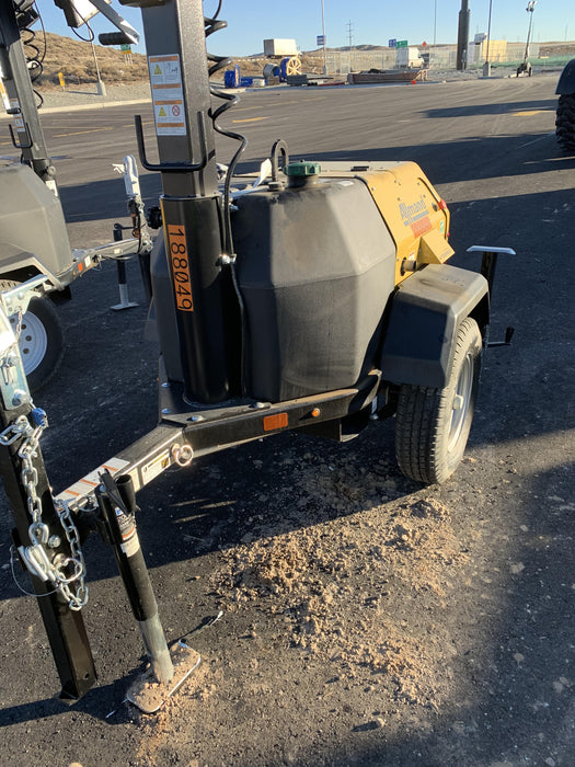 Allmand NLV3GR (4) LED Light Fixture 350W, 23' Vertical Mast, 3kW Prime, Towable, Deep Sea L401, Leveling Jacks, Yanmar T4F 5.8hp