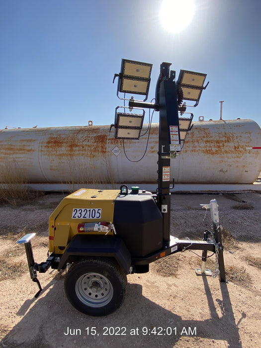 2022 Allmand NLV3GR (4) LED Light Fixture 350W, 23' Vertical Mast, 3kW Prime, Towable, Deep Sea L401, Leveling Jacks, Yanmar T4F 5.8hp