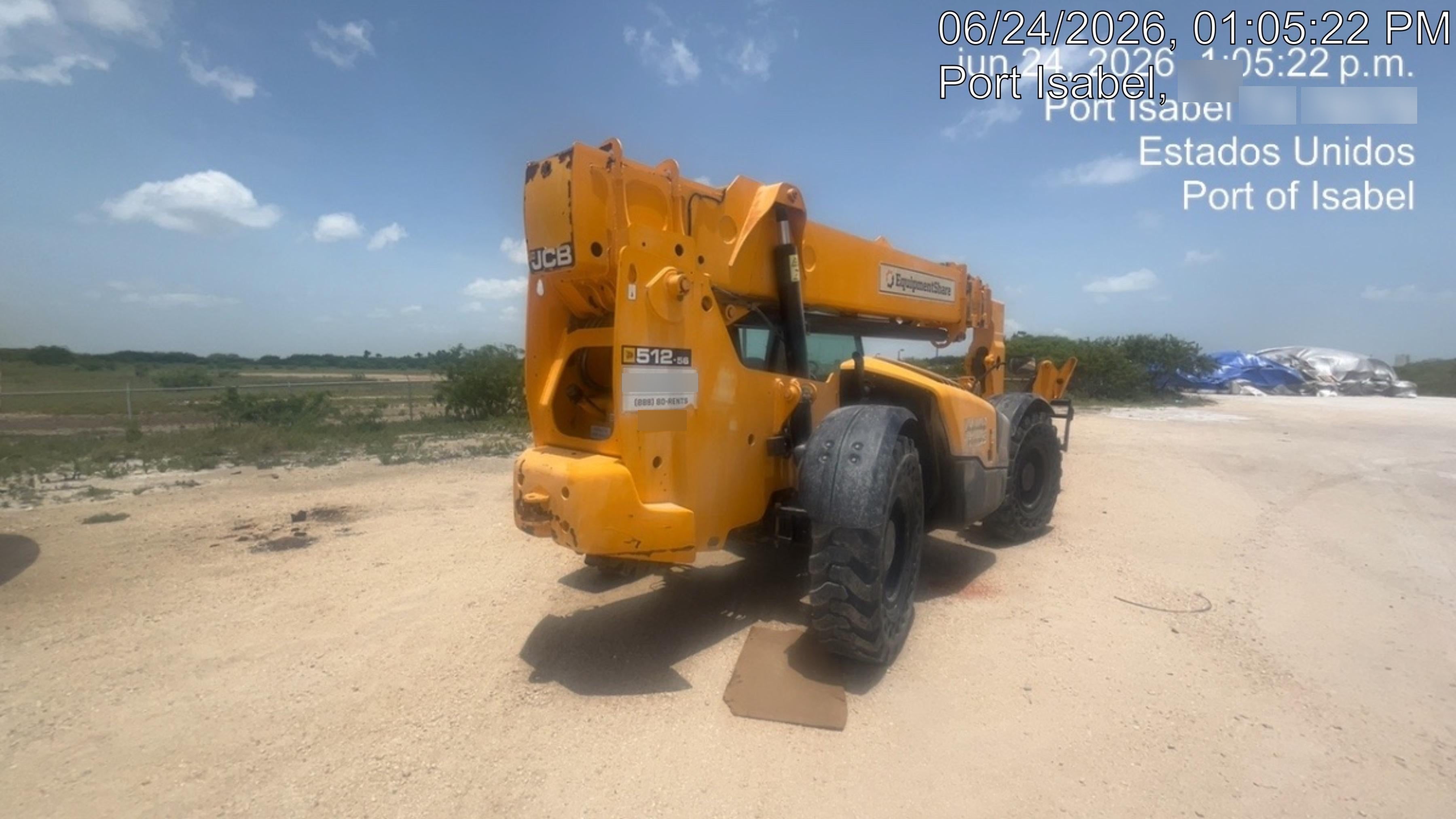 2019 JCB 512-56 109 HP w/CAB/HVAC, Beacon, Aux Hydraulics, Worklights, Solid Tires, 60" Carriage/Forks