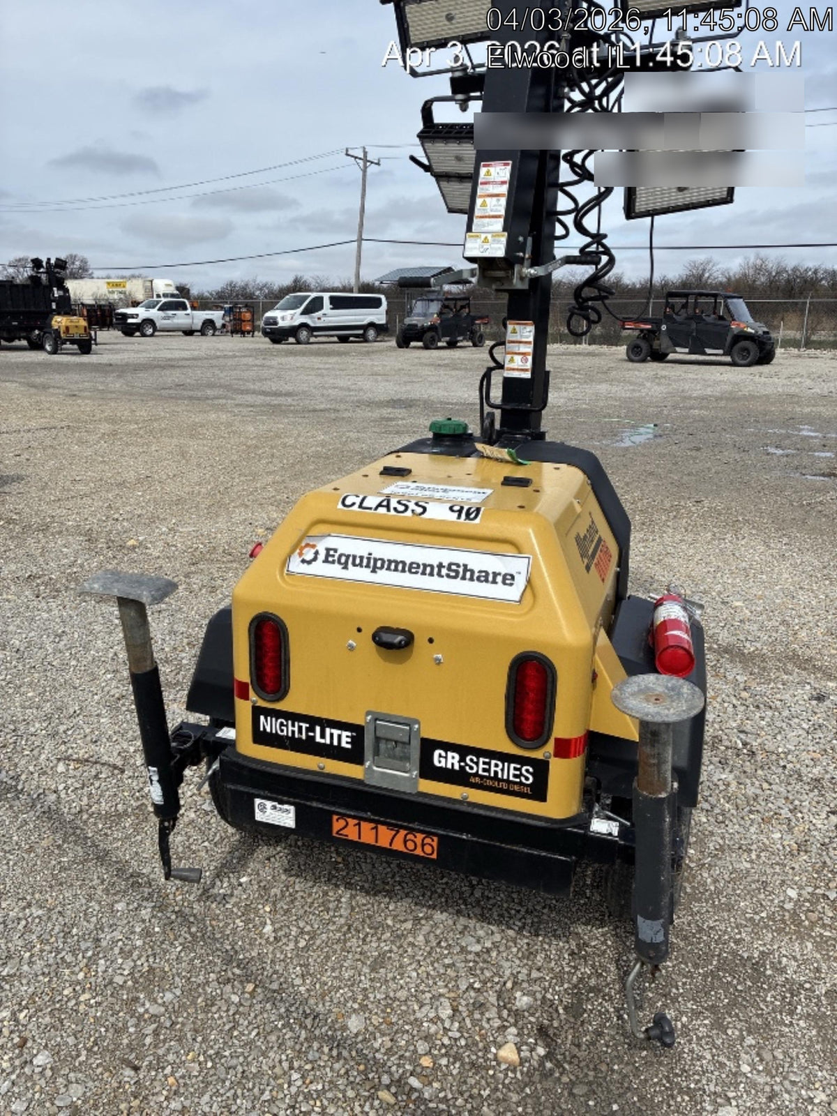 2022 Allmand NLV3GR (4) LED Light Fixture 350W, 23' Vertical Mast, 3kW Prime, Towable, Deep Sea L401, Leveling Jacks, Yanmar T4F 5.8hp