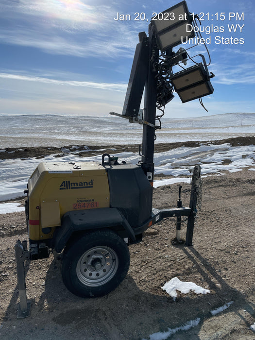 2022 Allmand NLV3GR (4) LED Light Fixture 350W, 23' Vertical Mast, 3kW Prime, Towable, ES Decals, T3