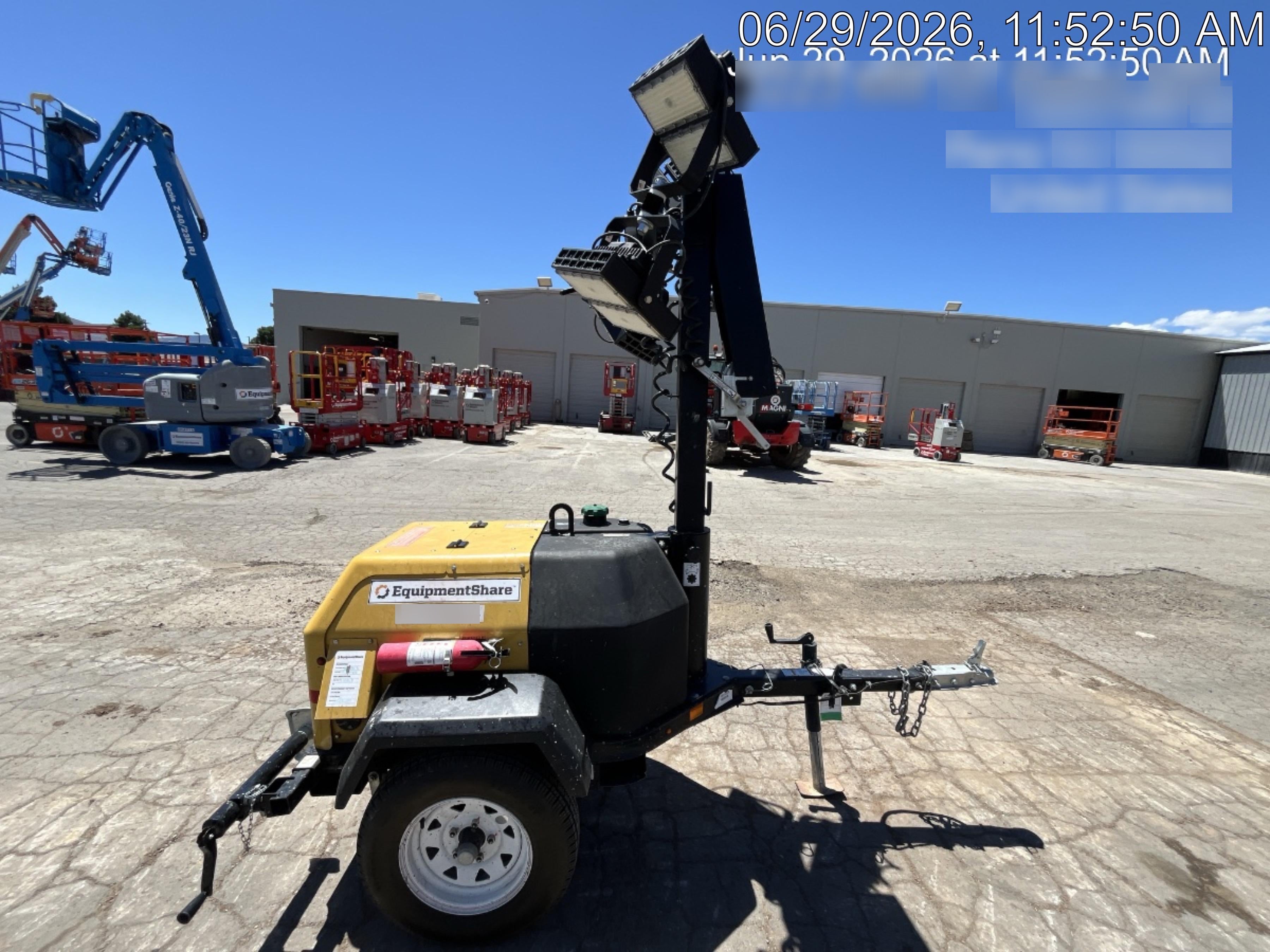 Allmand NLV3GR (4) LED Light Fixture 350W, 23' Vertical Mast, 3kW Prime, Towable, Deep Sea L401, Leveling Jacks, Yanmar T4F 5.8hp