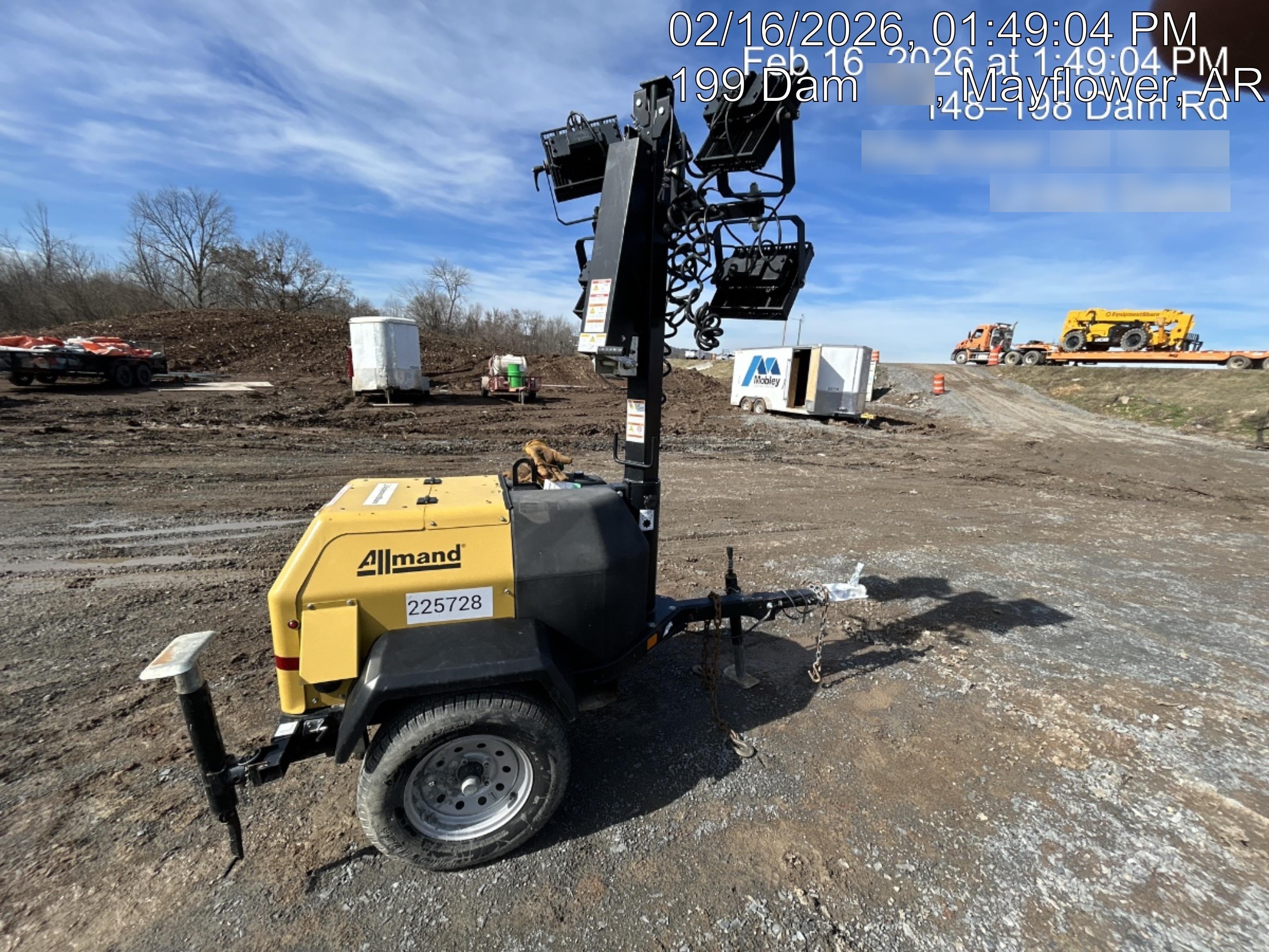2022 Allmand NLV3GR (4) LED Light Fixture 350W, 23' Vertical Mast, 3kW Prime, Towable, Deep Sea L401, Leveling Jacks, Yanmar T4F 5.8hp