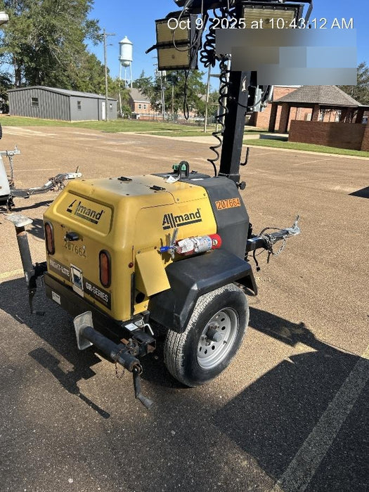 2022 Allmand NLV3GR (4) LED Light Fixture 350W, 23' Vertical Mast, 3kW Prime, Towable, Deep Sea L401, Leveling Jacks, Yanmar T4F 5.8hp