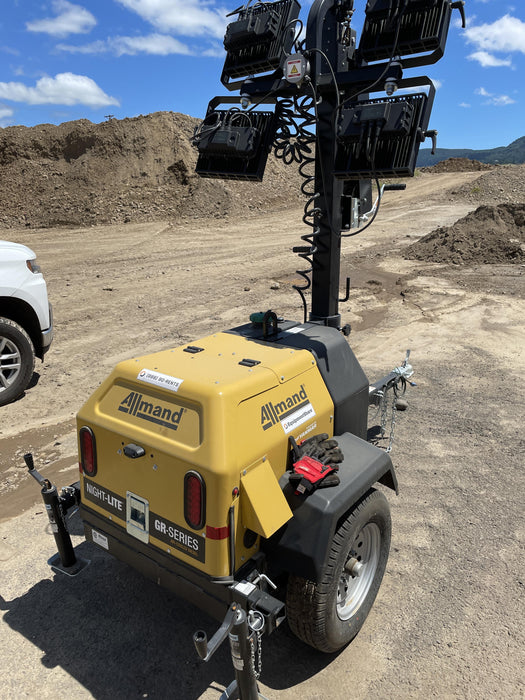 2022 Allmand NLV3GR (4) LED Light Fixture 350W, 23' Vertical Mast, 3kW Prime, Towable, Deep Sea L401, Leveling Jacks, Yanmar T4F 5.8hp