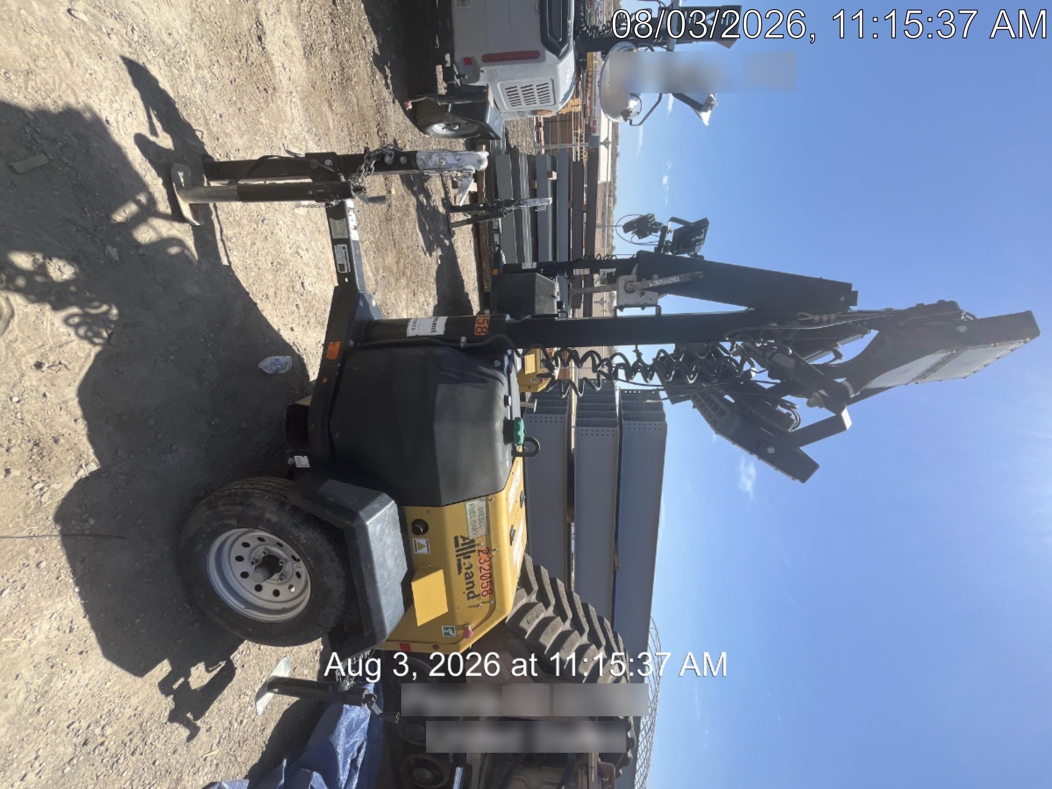2022 Allmand NLV3GR (4) LED Light Fixture 350W, 23' Vertical Mast, 3kW Prime, Towable, Deep Sea L401, Leveling Jacks, Yanmar T4F 5.8hp