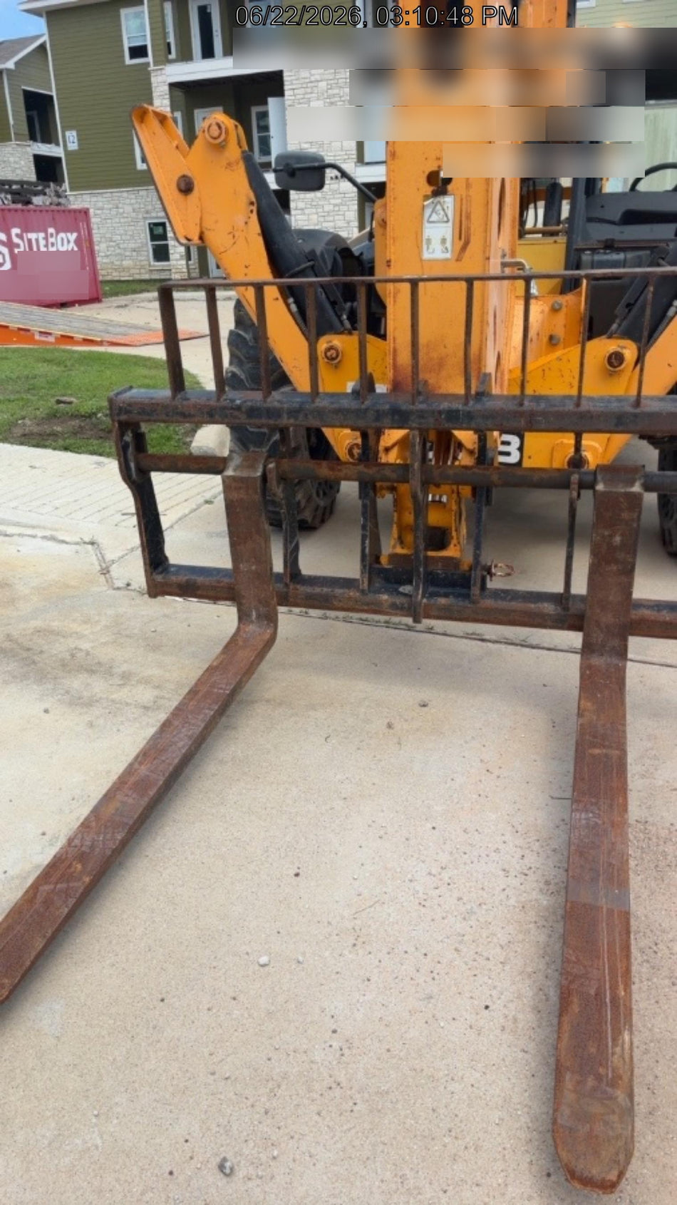 2019 JCB 510-56 Open ROPS, 74 HP, Solid Tires, Worklights, Beacon, Aux Hydraulics, Lifting Eye w/60" Carriage/60" Forks