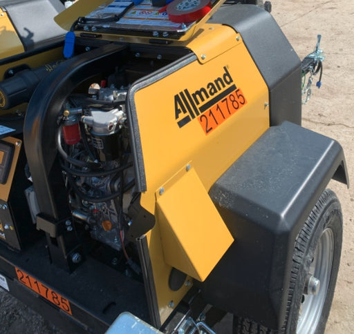 2022 Allmand NLV3GR (4) LED Light Fixture 350W, 23' Vertical Mast, 3kW Prime, Towable, Deep Sea L401, Leveling Jacks, Yanmar T4F 5.8hp