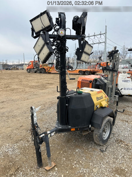 2021 Allmand NLV3GR (4) LED Light Fixture 350W, 23' Vertical Mast, 3kW Prime, Towable, Deep Sea L401, Leveling Jacks, Yanmar T4F 5.8hp