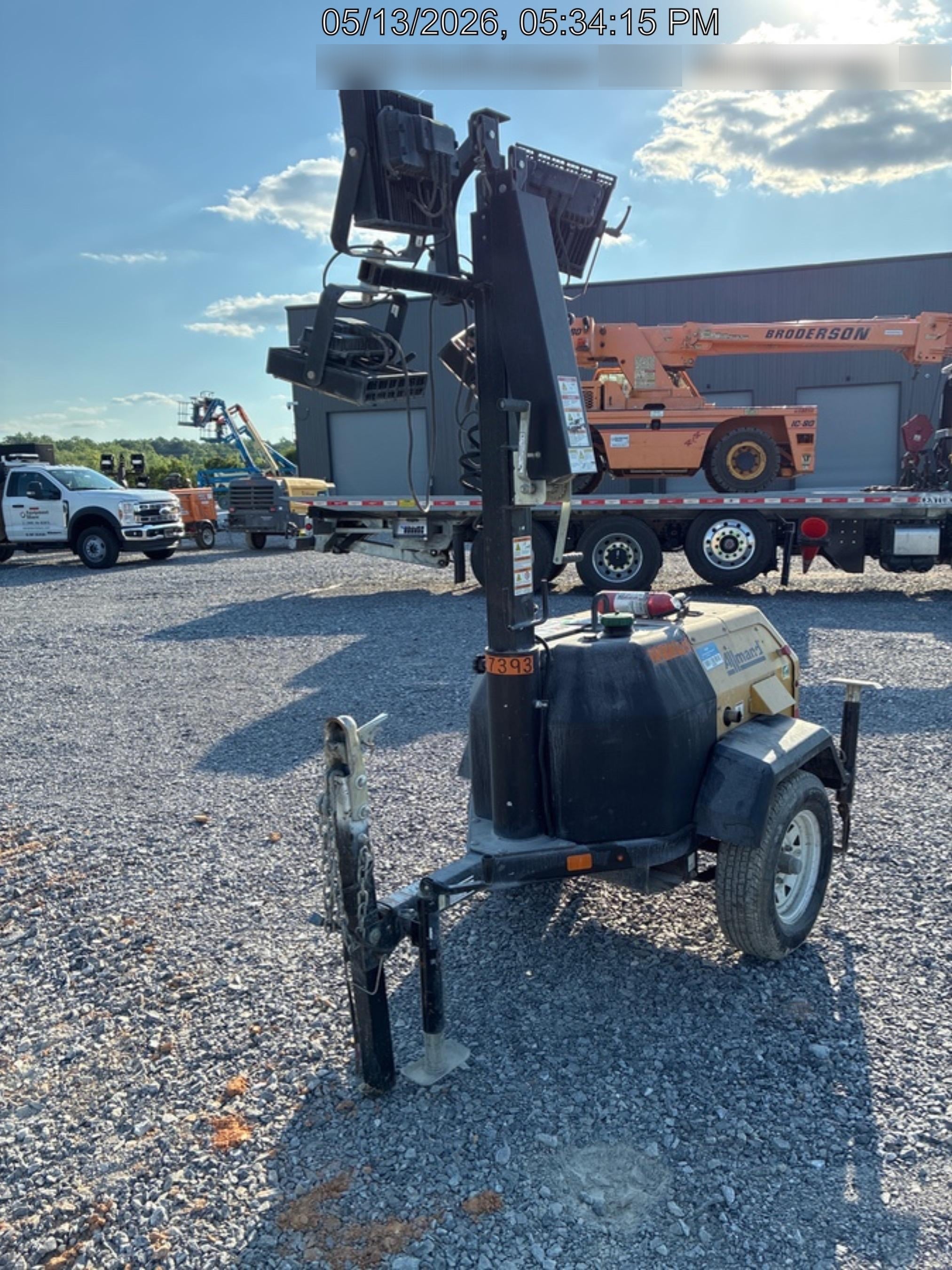 2022 Allmand NLV3GR (4) LED Light Fixture 350W, 23' Vertical Mast, 3kW Prime, Towable, Deep Sea L401, Leveling Jacks, Yanmar T4F 5.8hp