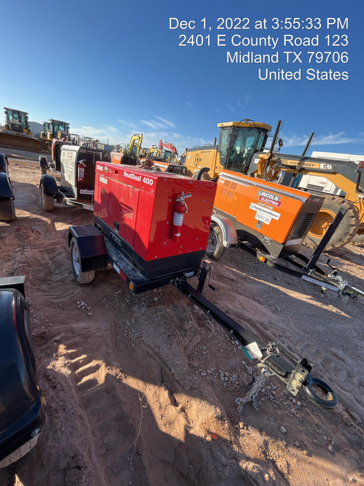 2022 Shindaiwa DGW400MDL Kubota D902 Engine, 23 HP, Dual Op Welder, Wire, Arc, Droop Stick, Tig, and CC Stick Functionality, Simulphase, 3 Phase and 1 Phase Gen Output, Single Axle NB Trlr, Slr Trckl Chrg 12V 12W, Fire Ext