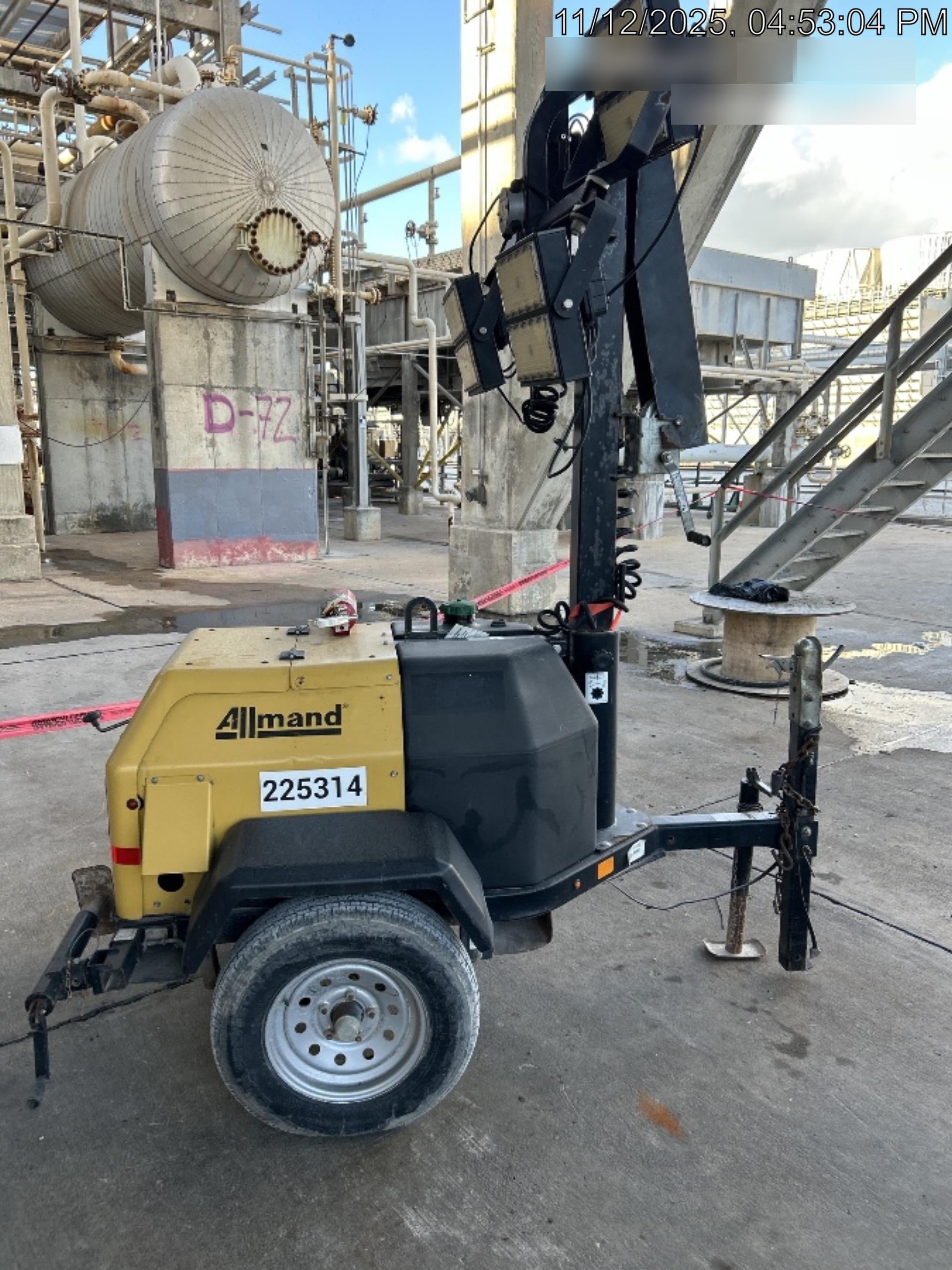 2022 Allmand NLV3GR (4) LED Light Fixture 350W, 23' Vertical Mast, 3kW Prime, Towable, Deep Sea L401, Leveling Jacks, Yanmar T4F 5.8hp