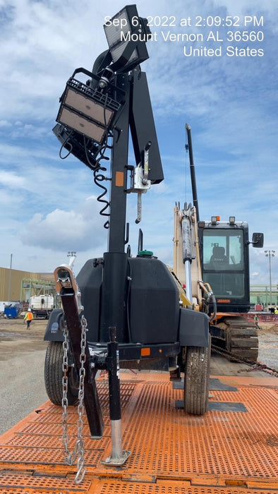 2022 Allmand NLV3GR (4) LED Light Fixture 350W, 23' Vertical Mast, 3kW Prime, Towable, Deep Sea L401, Leveling Jacks, Yanmar T4F 5.8hp