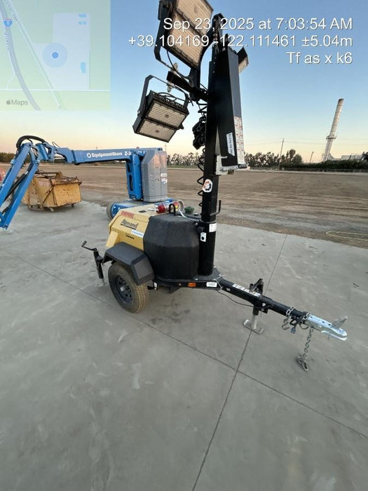 2022 Allmand NLV3GR (4) LED Light Fixture 350W, 23' Vertical Mast, 3kW Prime, Towable, Deep Sea L401, Leveling Jacks, Yanmar T4F 5.8hp