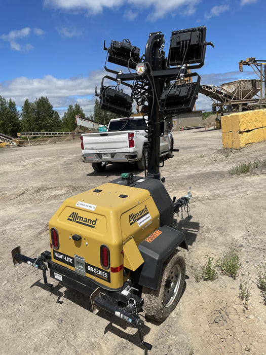 2022 Allmand NLV3GR (4) LED Light Fixture 350W, 23' Vertical Mast, 3kW Prime, Towable, Deep Sea L401, Leveling Jacks, Yanmar T4F 5.8hp