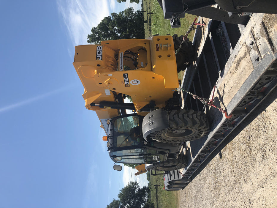 2020 JCB 510-56 Cab/Heat/Air, 74 HP, Solid Tires, STD Worklight, Beacon, Aux Hydraulics, Lifting Eye, Back up Alarm w/66" Carriage/60" Forks