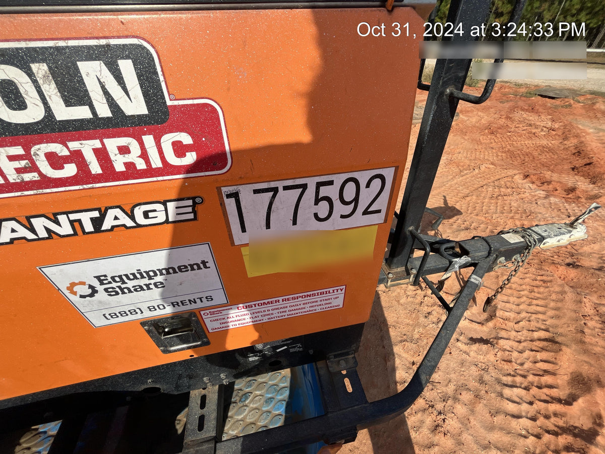 2021 Lincoln Electric Vantage 322 Vantage 322 Ready Pak 3 w/ Decals, ORANGE (includes trailer, cable rack, fender light kit) NO Telematics