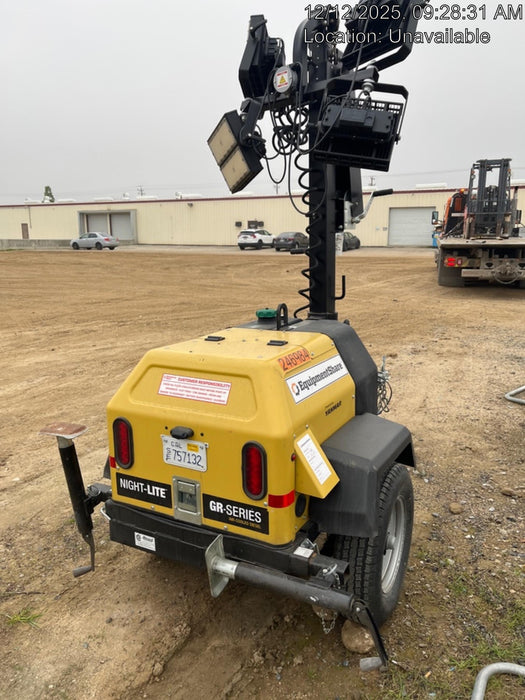 2022 Allmand NLV3GR (4) LED Light Fixture 350W, 23' Vertical Mast, 3kW Prime, Towable, ES Decals, T3