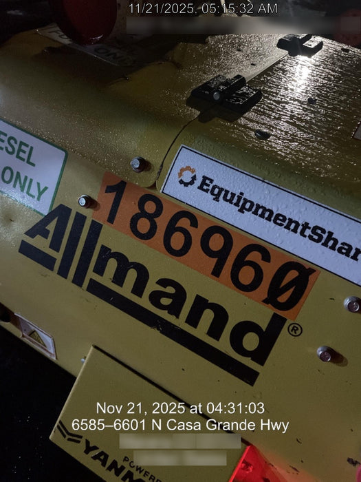 Allmand NLV3GR (4) LED Light Fixture 350W, 23' Vertical Mast, 3kW Prime, Towable, Deep Sea L401, Leveling Jacks, Yanmar T4F 5.8hp