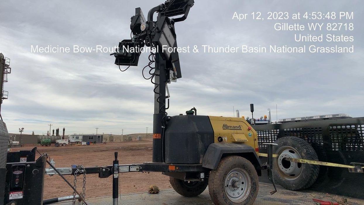 2022 Allmand NLV3GR (4) LED Light Fixture 350W, 23' Vertical Mast, 3kW Prime, Towable, ES Decals, T3