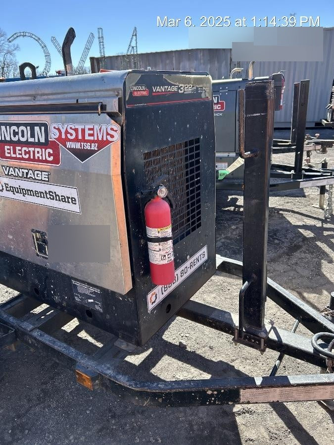 2019 Lincoln Electric Vantage 322 Ready-Pak 3, Two Wheel Trailer, Fender and Light Kit, Cable Rack