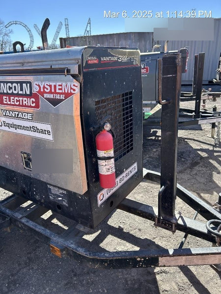 2019 Lincoln Electric Vantage 322 Ready-Pak 3, Two Wheel Trailer, Fender and Light Kit, Cable Rack