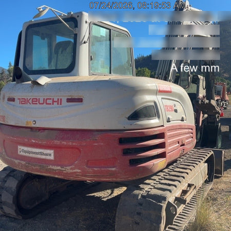 2019 Takeuchi TB290 Cab/Heat/AC Rubber tracks, Dozer blade, Travel alarm, Auxiliary hydraulics Manual QC, Hydraulic thumb, 18", 24", and 36" Buckets