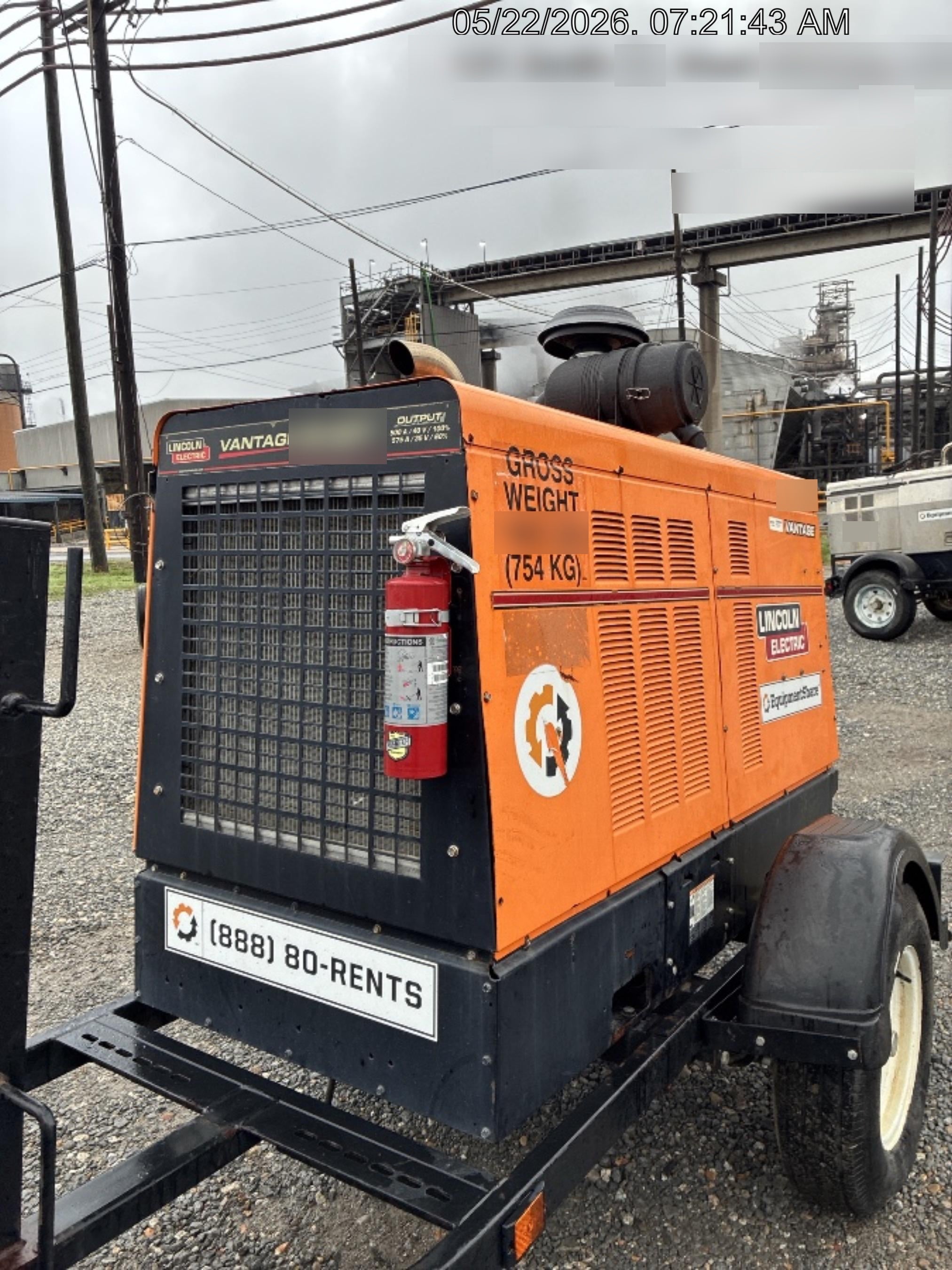 2021 Lincoln Electric Vantage 549X Ready Pak 3, ORANGE (includes trailer, cable rack, fender light kit)