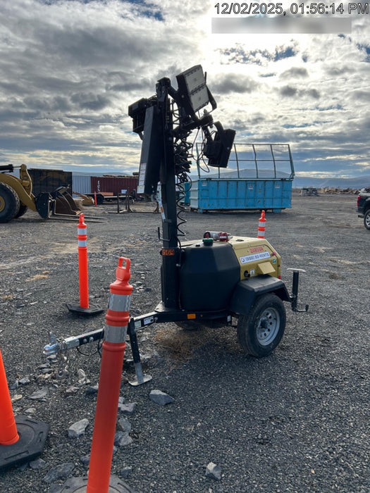 2022 Allmand NLV3GR (4) LED Light Fixture 350W, 23' Vertical Mast, 3kW Prime, Towable, Deep Sea L401, Leveling Jacks, Yanmar T4F 5.8hp