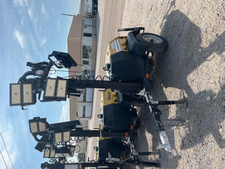 2022 Allmand NLV3GR (4) LED Light Fixture 350W, 23' Vertical Mast, 3kW Prime, Towable, Deep Sea L401, Leveling Jacks, Yanmar T4F 5.8hp