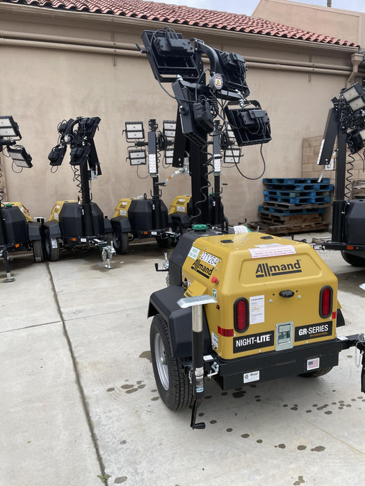 2022 Allmand NLV3GR (4) LED Light Fixture 350W, 23' Vertical Mast, 3kW Prime, Towable, ES Decals, T3