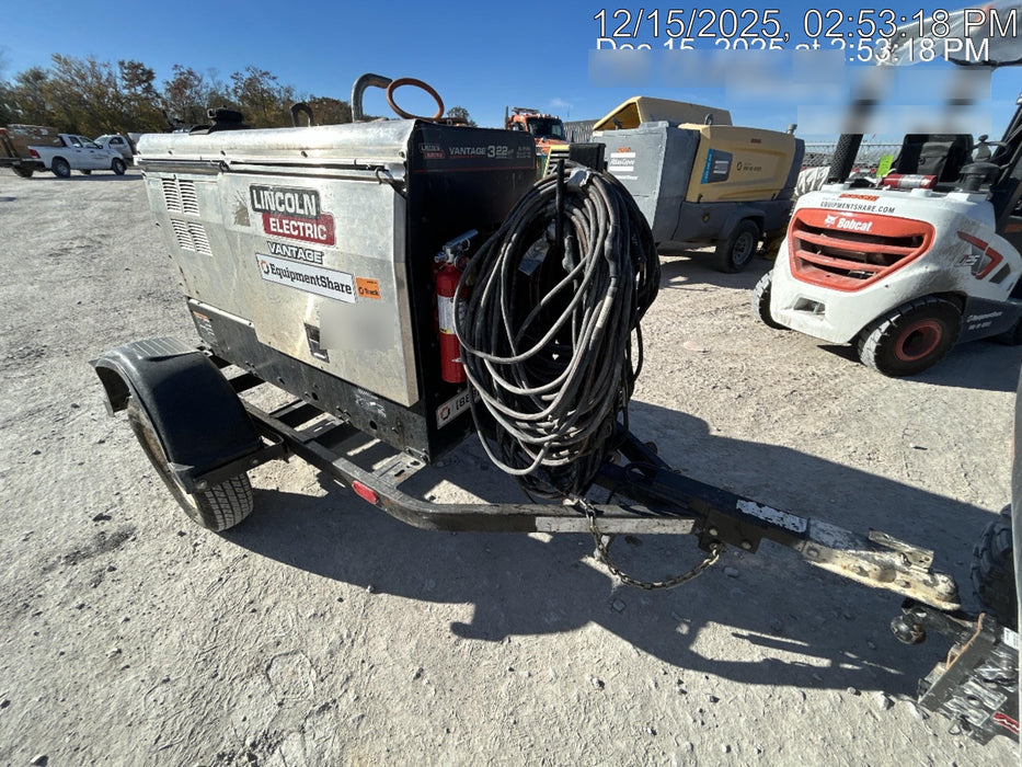 2019 Lincoln Electric Vantage 322 Ready-Pak 3, Two Wheel Trailer, Fender and Light Kit, Cable Rack