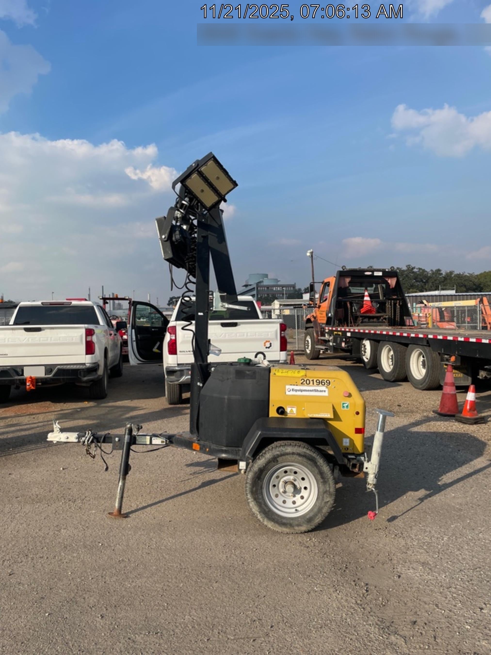2022 Allmand NLV3GR (4) LED Light Fixture 350W, 23' Vertical Mast, 3kW Prime, Towable, Deep Sea L401, Leveling Jacks, Yanmar T4F 5.8hp