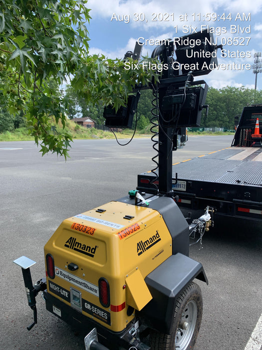 2021 Allmand NLV3GR (4) LED Light Fixture 350W, 23' Vertical Mast, 3kW Prime, Towable, Deep Sea L401, Leveling Jacks, Yanmar T4F 5.8hp