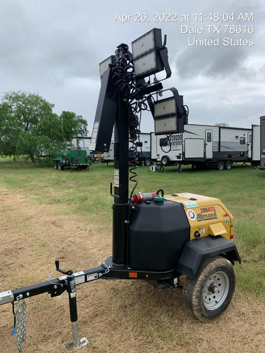 2022 Allmand NLV3GR (4) LED Light Fixture 350W, 23' Vertical Mast, 3kW Prime, Towable, Deep Sea L401, Leveling Jacks, Yanmar T4F 5.8hp