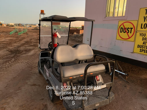 2022 Club Car CA100E Canopy, Fold down Windshield, Beacon, Back up Alarm, All-Trail Trials, HD 8 V Batteries, Trailer Hitch and Ball
