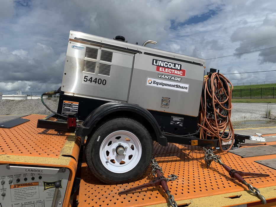 2019 Lincoln Electric Vantage 322 Welder Ready-Pak 3, Two wheel trailer, Fender and Light kit, Cable Rack