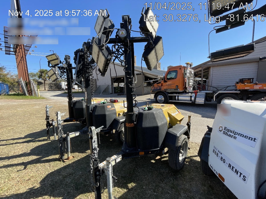 2022 Allmand NLV3GR (4) LED Light Fixture 350W, 23' Vertical Mast, 3kW Prime, Towable