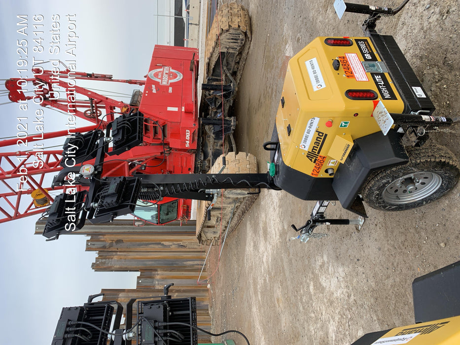 2020 Allmand NLV3GR (4) LED Light Fixture 350W, 23' Vertical Mast, 3kW Prime, Towable, Deep Sea L401, Leveling Jacks, Yanmar T4F 5.8hp