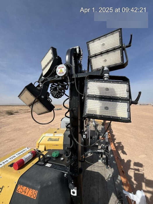 2022 Allmand NLV3GR (4) LED Light Fixture 350W, 23' Vertical Mast, 3kW Prime, Towable, ES Decals, T3