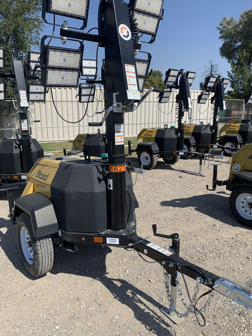 2021 Allmand NLV3GR (4) LED Light Fixture 350W, 23' Vertical Mast, 3kW Prime, Towable, Deep Sea L401, Leveling Jacks, Yanmar T4F 5.8hp