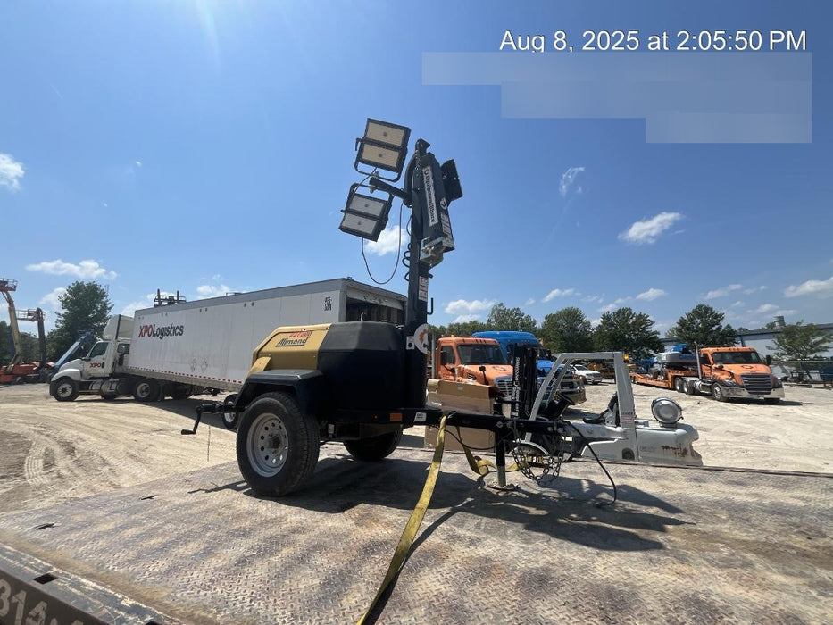 2022 Allmand NLV3GR (4) LED Light Fixture 350W, 23' Vertical Mast, 3kW Prime, Towable, Deep Sea L401, Leveling Jacks, Yanmar T4F 5.8hp