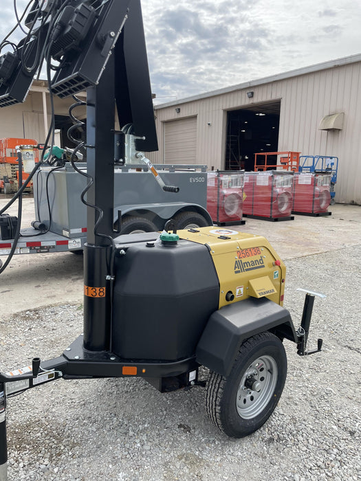 2022 Allmand NLV3GR (4) LED Light Fixture 350W, 23' Vertical Mast, 3kW Prime, Towable, ES Decals, T3