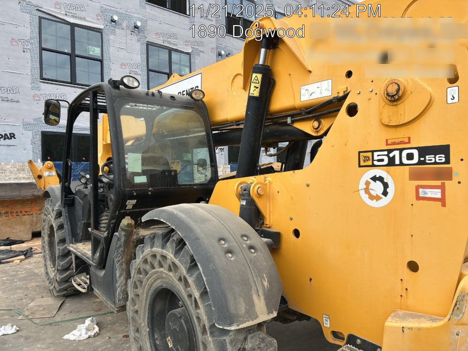 2019 JCB 510-56 Canopy, 74 HP, Solid Tires, STD Worklight, Beacon, Aux Hydraulics, Lifting Eye, Back up Alarm w/66" Carriage/60" Forks
