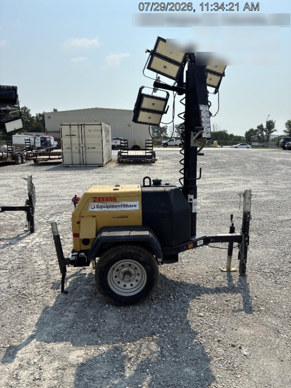 2022 Allmand NLV3GR (4) LED Light Fixture 350W, 23' Vertical Mast, 3kW Prime, Towable, Deep Sea L401, Leveling Jacks, Yanmar T4F 5.8hp